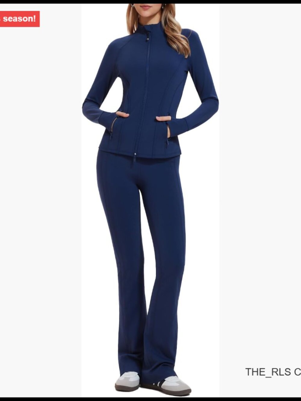 Polyester Spandex Tracksuit Set Full Zip Jacket Bell Bottom Pants